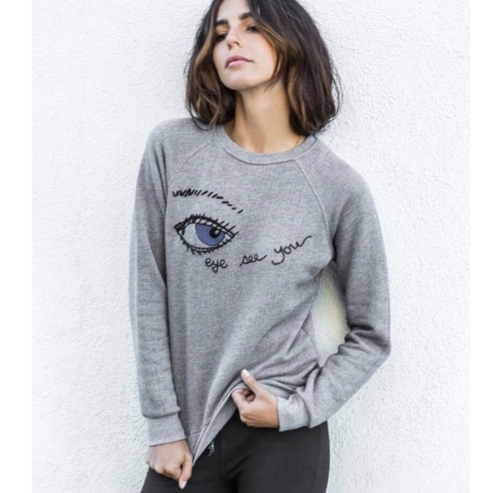 Ragdoll LA Eye See You Grey Embroidered Sweatshirt XS